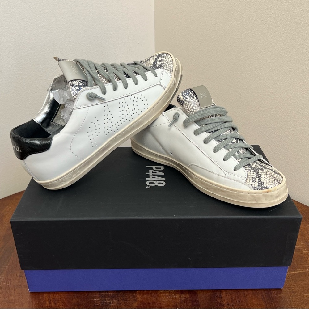 P448 John White/Silver Python low-top sneaker with original box. Size: EU38
